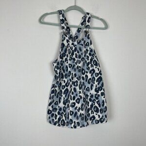 Mayoral Girls Animal Print Blue White Overall Dress Size 12